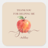 Sticker Carré Enseignant Apple Aquarelle - Cadeaux Mercis - (Devant)