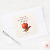 Sticker Carré Enseignant Apple Aquarelle - Cadeaux Mercis - (Enveloppe)