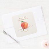 Sticker Carré Enseignant Apple Aquarelle - Cadeaux Mercis - (Enveloppe)