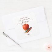 Sticker Carré Enseignant Apple Aquarelle - Cadeaux Mercis - (Enveloppe)