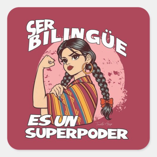 Sticker Carré Enseignant bilingue espagnol ESL Maestra Bilingüe (Devant)