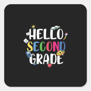 Sticker Carré Enseignant de 2e année Bonjour 2e année