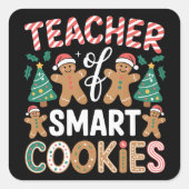 Sticker Carré Enseignant De Noël Des Cookies Intelligents (Devant)