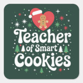 Sticker Carré Enseignant De Noël Des Cookies Intelligents (Devant)
