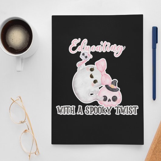 Sticker Carré Enseignant d'Halloween avec une tournure éffrayant