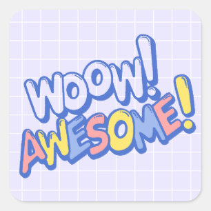 Sticker Carré Enseignant Élève Récompense Wow Incroyable Couleur
