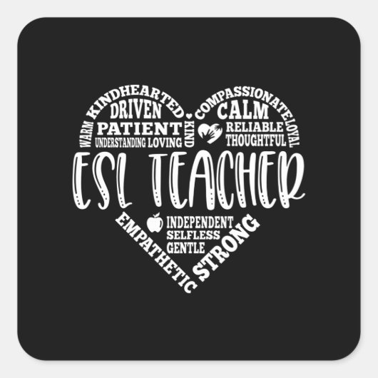 Sticker Carré Enseignant ESL, Anglais Langue seconde (Devant)