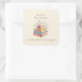 Sticker Carré Enseignant Merci - Aquarelle Livres & Fleurs - (Sac)