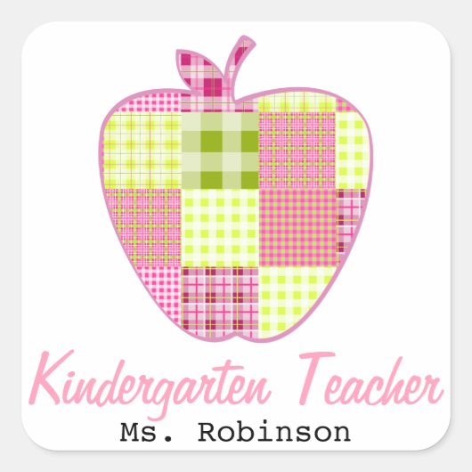 Sticker Carré Enseignant Plaid Apple Kindergarten (Devant)