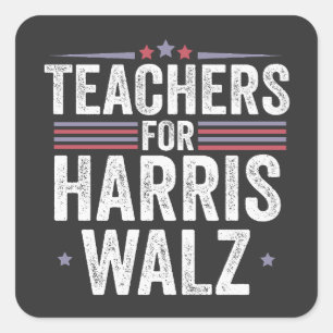 Sticker Carré Enseignants pour Harris Walz Élection 2024 Kamala 