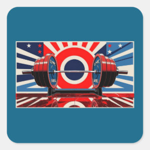 Sticker Carré Ensemble de barre olympique d'art pop patriotique