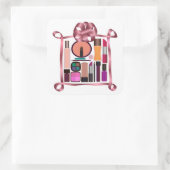 Sticker Carré Ensemble de cosmétiques (Sac)