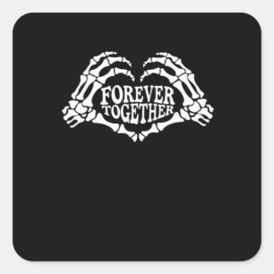 Sticker Carré Ensemble Un Coeur Fait De Squelette Mains Classiqu