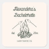 Sticker Carré Enterrement de vie de jeune fille camping  (Devant)