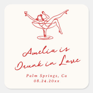 Sticker Carré Enterrement de vie de jeune fille rouge fantaisist