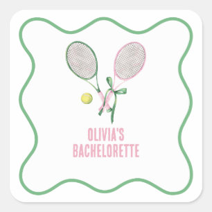 Sticker Carré Enterrement de vie de jeune fille tennis preppy