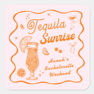 Sticker Carré Enterrement de vie de jeune fille Tequila Sunrise