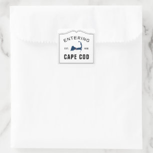 Sticker Carré Entrée Cape Cod avec Red Heart Wedding Favor