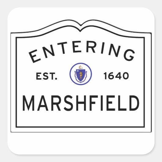 Sticker Carré Entrée de la ville de Marshfield (Devant)