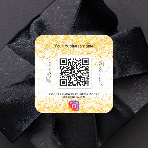 Sticker Carré Entreprise d'or blanc QR code Instagram