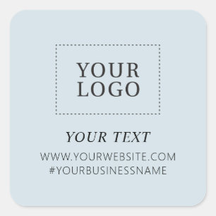 Sticker Carré Entreprise Logo Bleu Poussiéreux Merci Emballage P