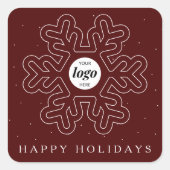 Sticker Carré Entreprise Logo Noël Flocon de neige rouge (Devant)