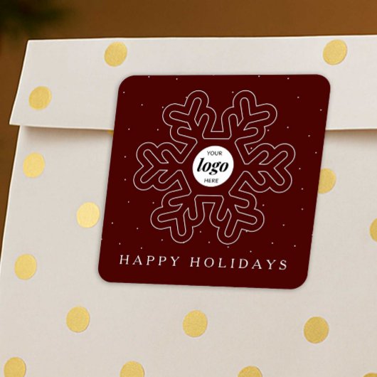 Sticker Carré Entreprise Logo Noël Flocon de neige rouge