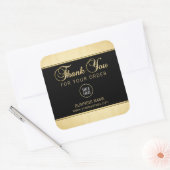 Sticker Carré Entreprise Merci Or Noir | Ajouter un LOGO (Enveloppe)