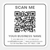 Sticker Carré Entreprise personnalisée Code QR Info Blanc Simple (Devant)