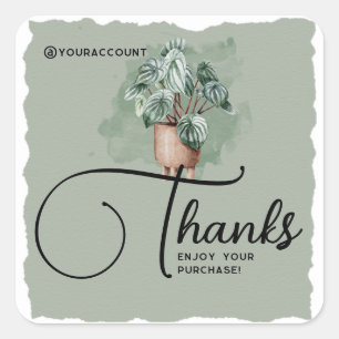 Sticker Carré Entreprise plante Merci, profitez de votre achat!