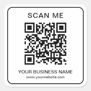 Sticker Carré Entreprise QR Code Nom Url Noir Simple