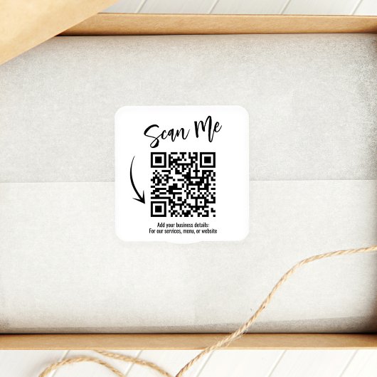 Sticker Carré Entreprise QR Code promotionnel Blanc