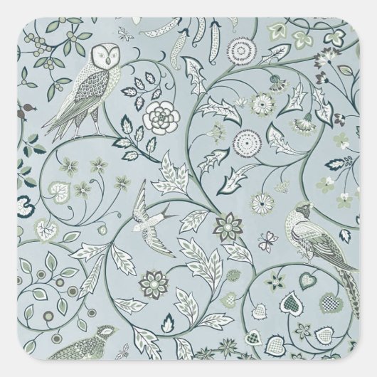 STICKER CARRÉ ENVELOPE SEAL : WILLIAM MORRIS : OWL & PHEASANT (Devant)
