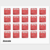 Sticker Carré Enveloppe de la carte de Noël Red Silver Snow Flak (Feuille)