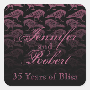 Sticker Carré Enveloppe gothique corbeau violet