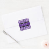 Sticker Carré Enveloppe Mariage en Merci de Damas Plum (Enveloppe)
