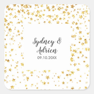 Sticker Carré Enveloppe Mariage Gold Confetti