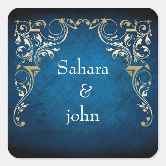 Sticker Carré enveloppe royale "bleu marine" (Devant)