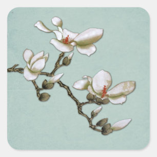 Sticker Carré Enveloppe turquoise et blanche Magnolia