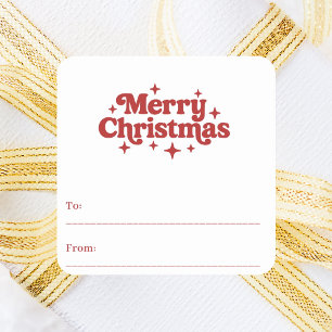 Sticker Carré Enveloppement cadeau de Noël rouge blanc rétro