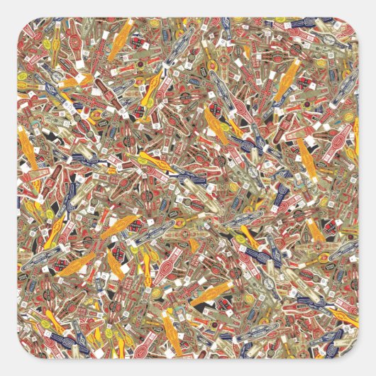 Sticker Carré Enveloppeurs à anneaux de cigar (Devant)