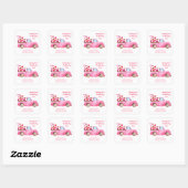 Sticker Carré Envoi Vous Aimer Coeurs & Camion Pink Aquarelle (Feuille)