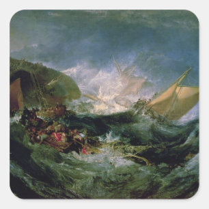 Sticker Carré Épave de Joseph Mallord William Turner d'un
