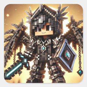 Sticker Carré Épée diamantée de Dragon foncé de style Blocs