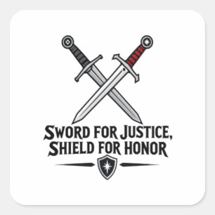 Sticker Carré Épée pour la justice Bouclier pour l'honneur Fanta
