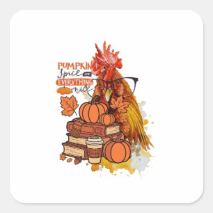 Sticker Carré Épice citrouille et tout Nice Automne Vib poulet
