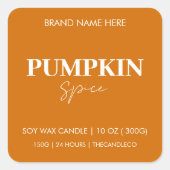 Sticker Carré Épice Citrouille moderne | Chandelle Automne (Devant)