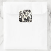 Sticker Carré Épingle de goth tatoué rétro (Sac)