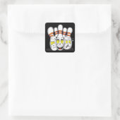 Sticker Carré Épingles de bowling, Noir (Sac)