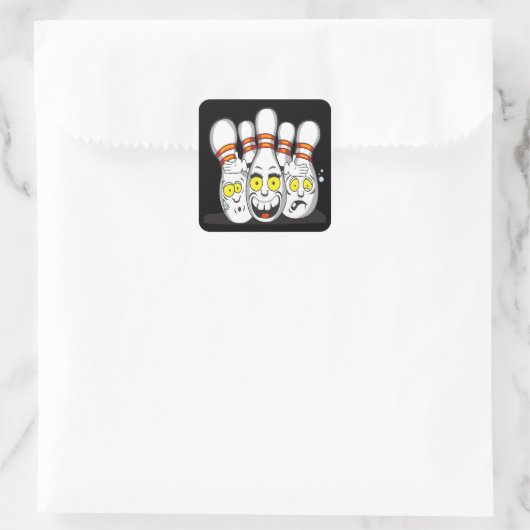 Sticker Carré Épingles de bowling, Noir (Sac)